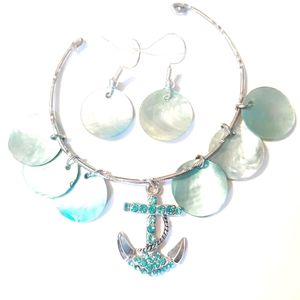 Sea Shell And Anchor Bracelet And Earrings